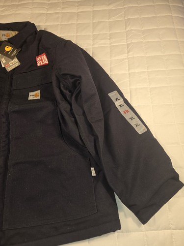 Abrigo AZUL MARINO Carhartt FR Hombres XL FRC066 BRN HRC 4 Edredón Forrado Pato Lona Chaqueta Nuevo con Etiquetas - Imagen 3 de 7