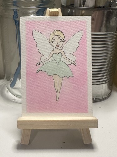 ACEO Fairy Original Art Card Whimsical Fantasy Fae Watercolor