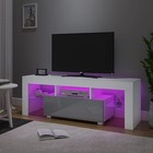 51" LED TV Stand Cabinet Glass Shelves Storage for 32-55" TVs - White+grey