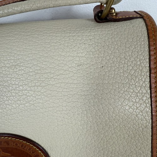 Vintage Dooney & Bourke Handtasche Surrey Träger genarbtes Leder beige hellbraun Besatz AWL - Bild 5 von 21
