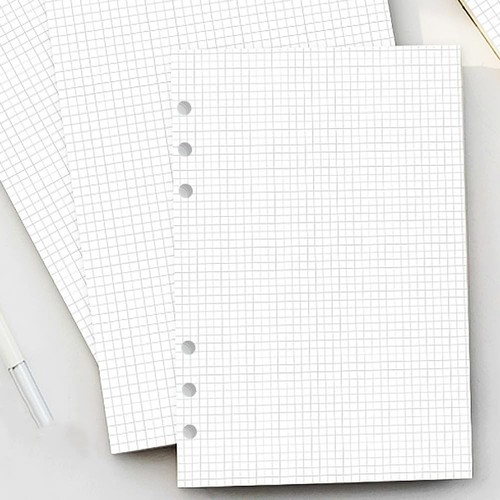 A5 Grid Refill Paper, 6-Hole Graph 100Sheets / Blue,Clear,White - Picture 7 of 7