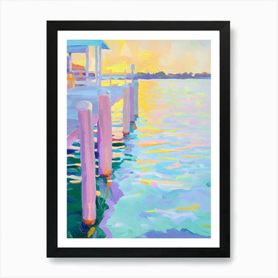 Sonnenuntergang am Pier 1 Kunstdruck Rahmen gerahmt Wandbild Poster Leinwanddruck Bild