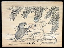 Stampa Rosa Rubber Stamp House Mouse Snowmouse Christmas Holidays