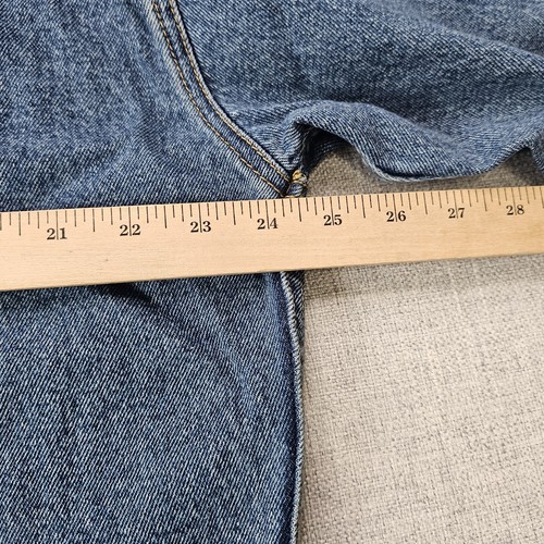 Chaqueta DE COLECCIÓN Eddie Bauer Para Hombre Azul Medio Denim Jean Trucker Lavado Ligero Años 90 - Imagen 8 de 12