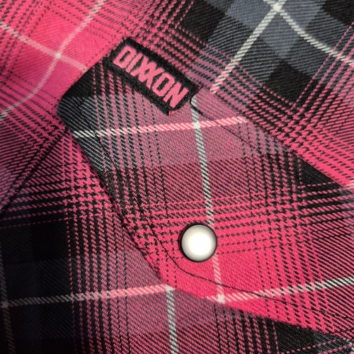 DIXXON FLANNEL SNAP FRONT SHIRT "THE FIGHTER" RETIRED PINK BLACK GRAY PLAID L - Picture 6 of 17