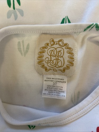 Beaufort Bonnet Company weiß Ösen Spitze Tulpe Blume Pima Baumwolle Kleid Mädchen 3T - Bild 7 von 9