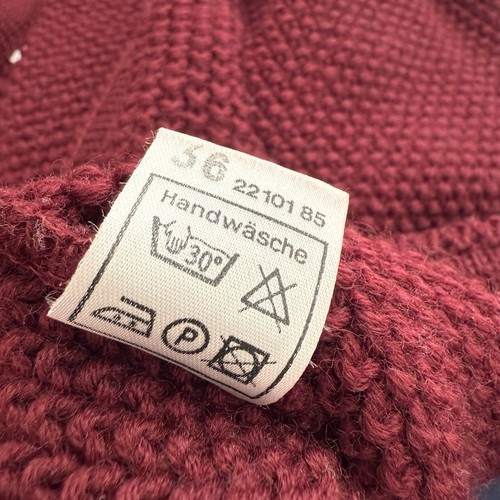 Vintage Wiko Trachten Austrian Wool Cropped Sweater Cardigan Puffärmel Burgund S - Bild 9 von 9