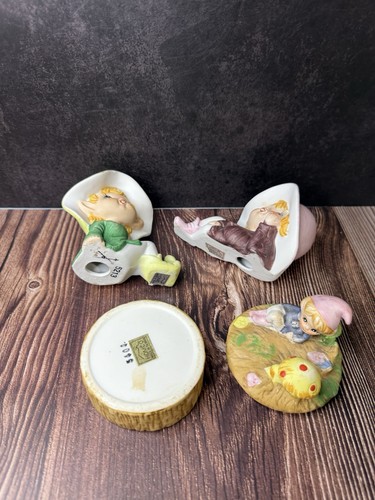 Vintage HOMCO Pixie Elves Fairies Set of 3 Figurines Ceramic Taiwan - Picture 4 of 6