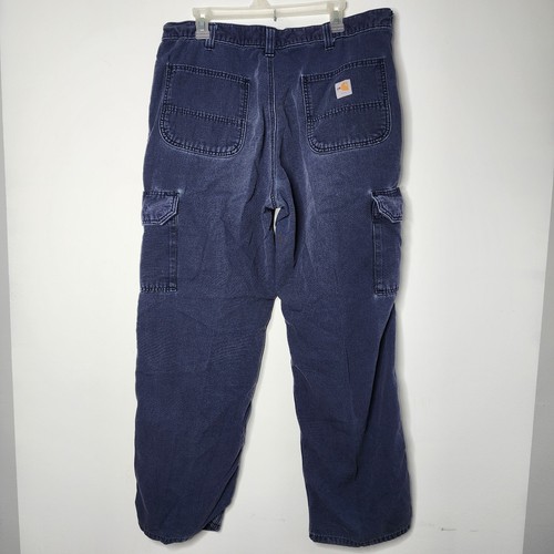 Carhartt FR Pants 2112 CAT 2 Men's Size Tag 38x32(36x30) Navy Blue Cargo - Picture 3 of 9