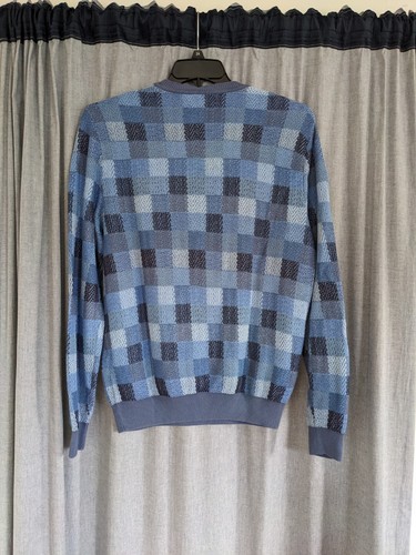 Suéter Talbots Para Hombres Pequeño Azul Tejido a Cuadros Pescador Abuelo Light Academia - Imagen 4 de 6