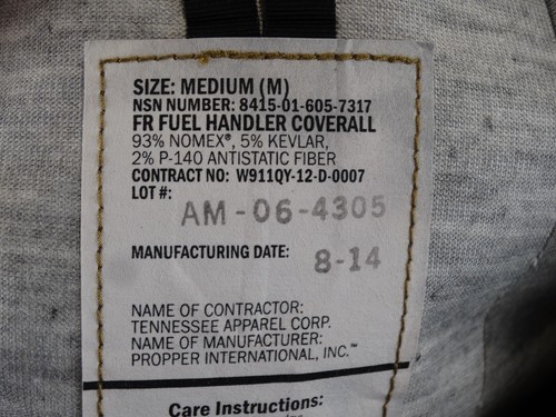Mono manipulador de combustible USMC FR NSN:8415-01-605-7317 talla mediana (COYOTE) - Imagen 6 de 6