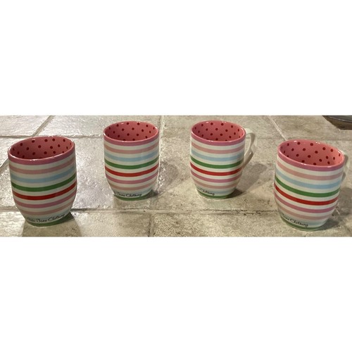 Set of 4 ~ NEW Matilda Jane Clothing Coffee Tea Mugs~Colorful Striped Polka Dot - Picture 4 of 10