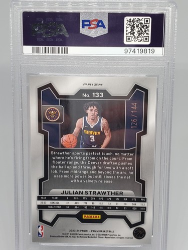2023 PANINI PRIZM BLUE SPARKLE #133 JULIAN STRAWTHER ROOKIE RC /144 PSA 10 - Picture 4 of 6