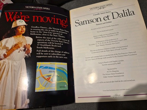 SAMSON ET DALILA VICTORIA STATE OPERA PROGRAMME & 1990 THEATRE BOOK SAINT-SAËNS - Bild 4 von 10