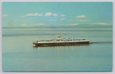 M.V. Valcour Scenic Lake Champlain Ferry Photochrome Postcard 1948
