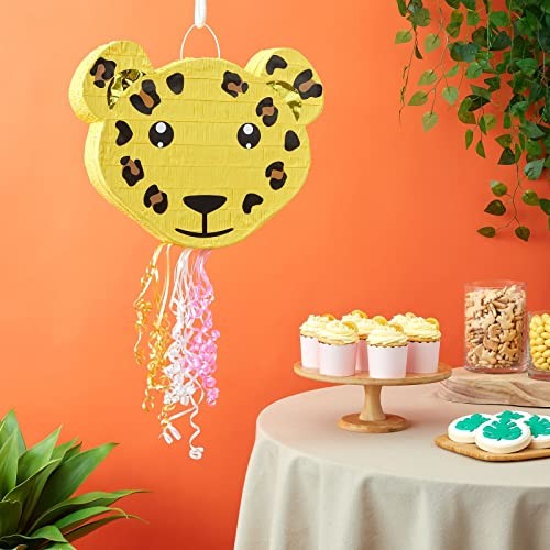 Pull String Leopard Pinata for Jungle Safari Animal Birthday Party Decoration... - Picture 3 of 10