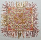 Vintage Traditional Hungarian Matyó Floral Embroidered Fringe Round Table Cloth