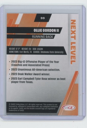 Ollie Gordon II Silver 2025 SAGE HIT #99 - Picture 2 of 2