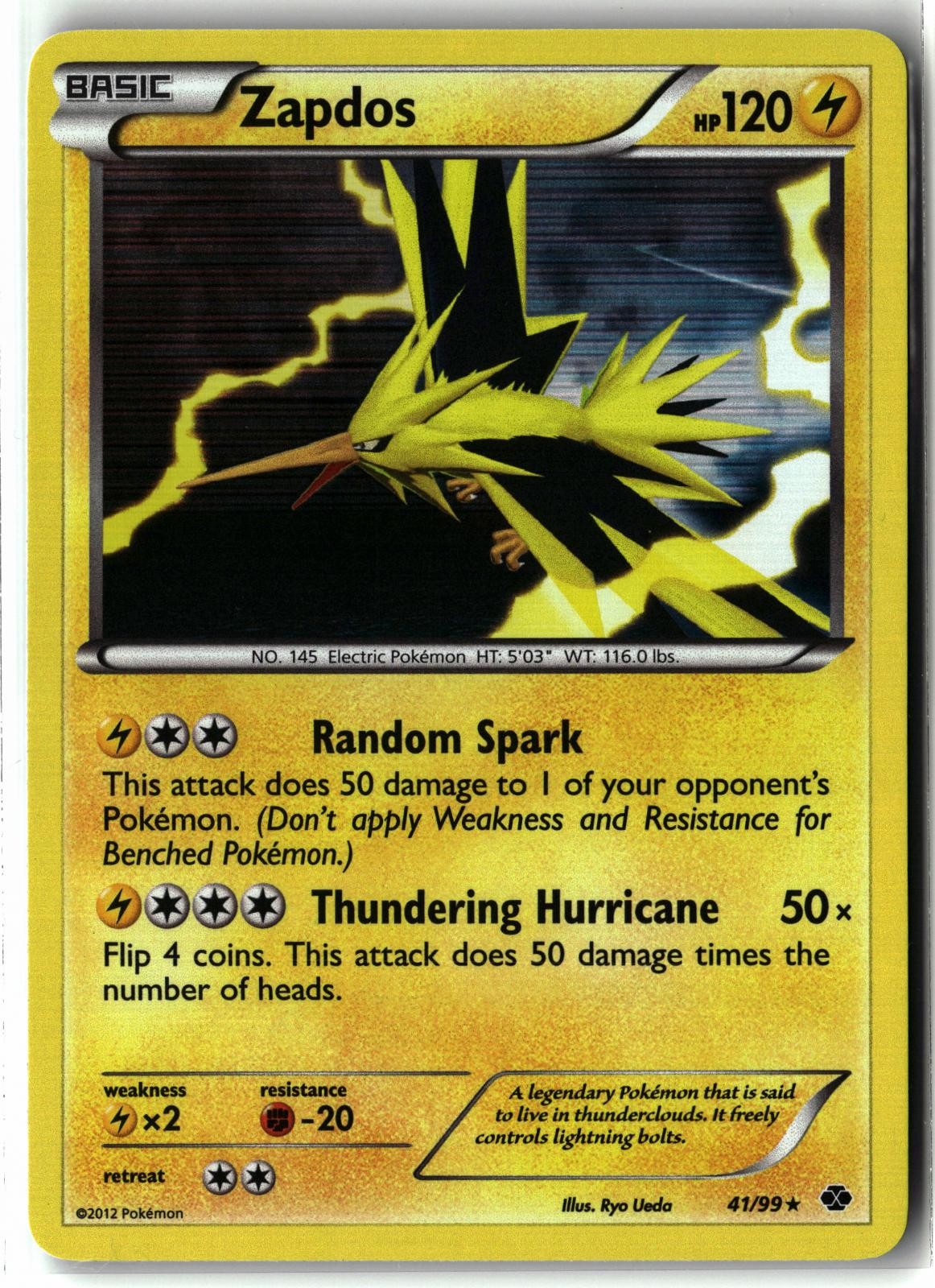 Zapdos ⭐️ 41/99 Holo Rare Next Destinies 2012 Pokemon NM