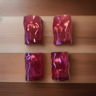 Set of 4 Pink Curved Inward Glass Tumblers Solid Color Round Design — photo 1