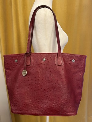 Sac à main fourre-tout Furla autruche cuir gaufré double collection poignée rouge