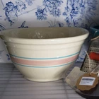 Vintage McCoy #12 Mixing Bowl Pink Blue Stripes Nesting Oven Proof USA 12"