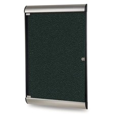 Pemberly Row Vinyl 42"x28" 1 Door Bulletin Board with Satin Frame in Ebony Brown