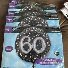 Anagram Huge 3D Multi-Part Helium Holographic Foil Balloon 32" 60th Birthday x 5