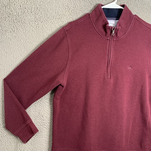 Brooks Brothers Sweatshirt Mens Large 1818 Pullover 1/2 Zip Activewear Maroon - Bild 2 von 14