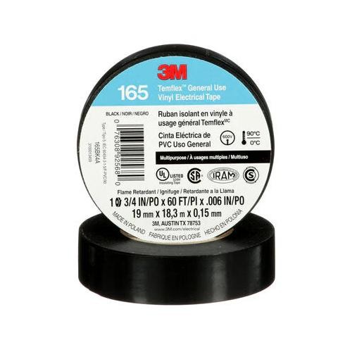 100 Rollen 3M 165 TEMFLEX 3M 1700 Upgrade schwarz 3/4" Vinyl Isolierband - Bild 6 von 7