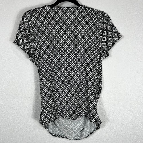 Talbots Petites Short Faux Wrap Blouse Women's MP Geometric Plunge Neck - Picture 5 of 14