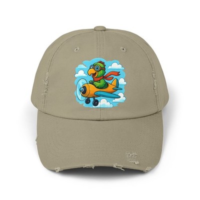 Unisex Distressed Hat Pilot Parrot Sky Adventurer