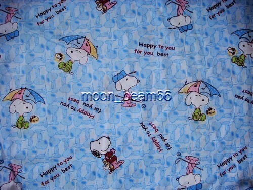 33"L x 63"W Peanuts Cotton fabric Snoopy Woodstock Golfer blue - 63" wide - Picture 1 of 1
