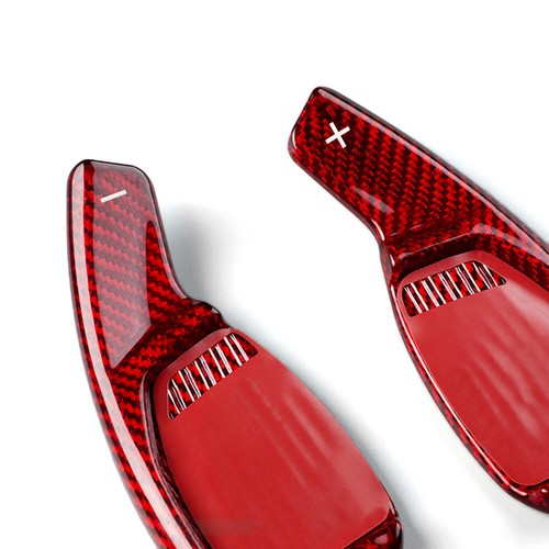 Steering Wheel Paddle Shifter Extension Carbon Fiber Fit Audi RS5 RS7 2021 Red - Picture 8 of 11