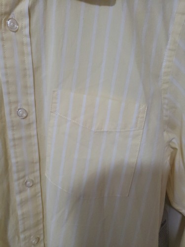Boy's ID TAGS Long Sleeve Botton Up Dress Shirt Yellow w/White Stripes Sz 18-20 - Picture 4 of 12