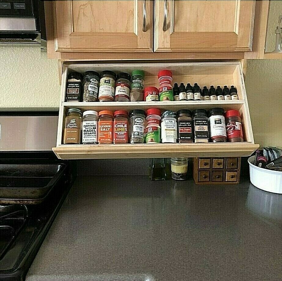 Spice Rack Organizer Drawer Under Cabinet Maple