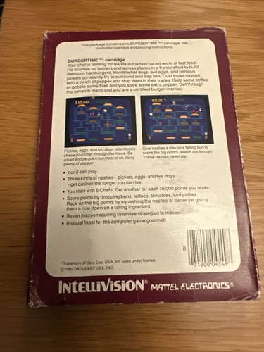 Burger Time Intellivision boxed with manual and 2 overlays - Picture 2 of 11