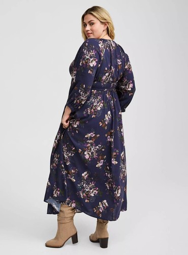 Maxi Vestido Torrid Azul Floral Nuevo con Etiquetas Nuevo 4X - Imagen 3 de 11