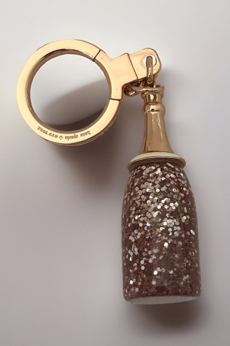 Kate Spade Rose Gold Champagne Toast of the Town Key Fob Keychain Bag Charm EUC! - Picture 4 of 14