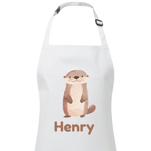 Personalised Any Name Otter Waterproof Kids Apron. Craft Bake Cook Boy Girl - Picture 7 of 12