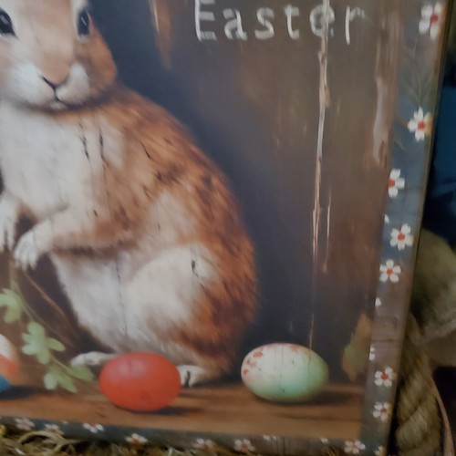ANTICA INSEGNA CONIGLIETTO CONIGLIETTO PRIMITIVA ANTICA VINTAGE STILE ARTE POPOLARE Pasqua Essere Luminosa - Foto 8 di 10