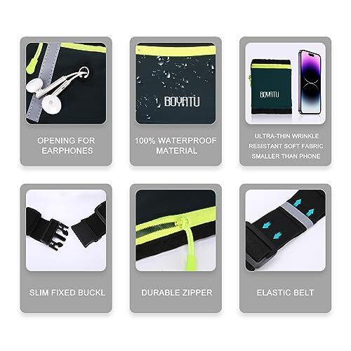 Running Belt Waist Fanny Pack: Slim Phone Holder Workout Pouch for Dark Green - Bild 3 von 6