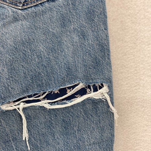 American Eagle Mom Straight Jean Women's 0 Blue Stretch Denim Distressed Patches - Bild 14 von 15