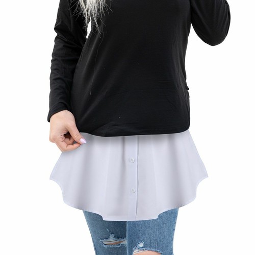 Women Skirt Shirt Extender Layering Adjustable Fake Top Lower Sweep Hem Skirt - Picture 12 of 16