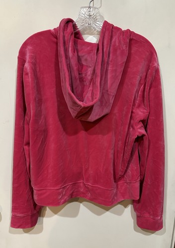 Juicy by Juicy Couture Hot Pink Velour Cropped Hoodie Full Zip LS Size XXL - Picture 4 of 10