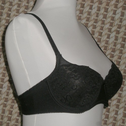 Lily of France Black Padded Floral Lace Push-up Underwire Bra Style 1741 sz 34B - Picture 2 of 4