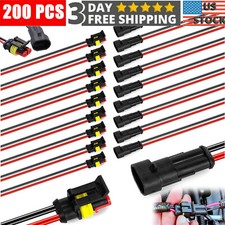 2Pin Waterproof Electrical Wire Cable Connector Male Female Way Plug Kit Lot US