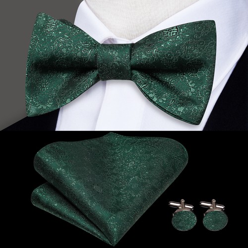 100 Colors Classic Bow Tie Mens Bowtie Hanky Cufflinks Set Party Pre/Self - Picture 11 of 26