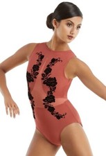 Balera Flocked Open Back Leotard Black/Paprika Size Small Adult MT10686 NEW D9