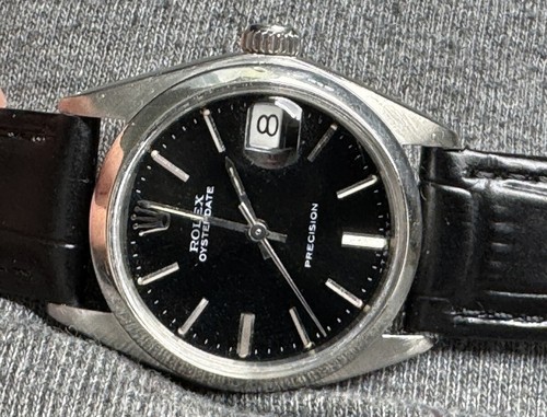 Rare 1982 Rolex Oysterdate Precision Ref 6466 ORIGINAL BLACK DIAL STAINLESS RUNS - Picture 8 of 20